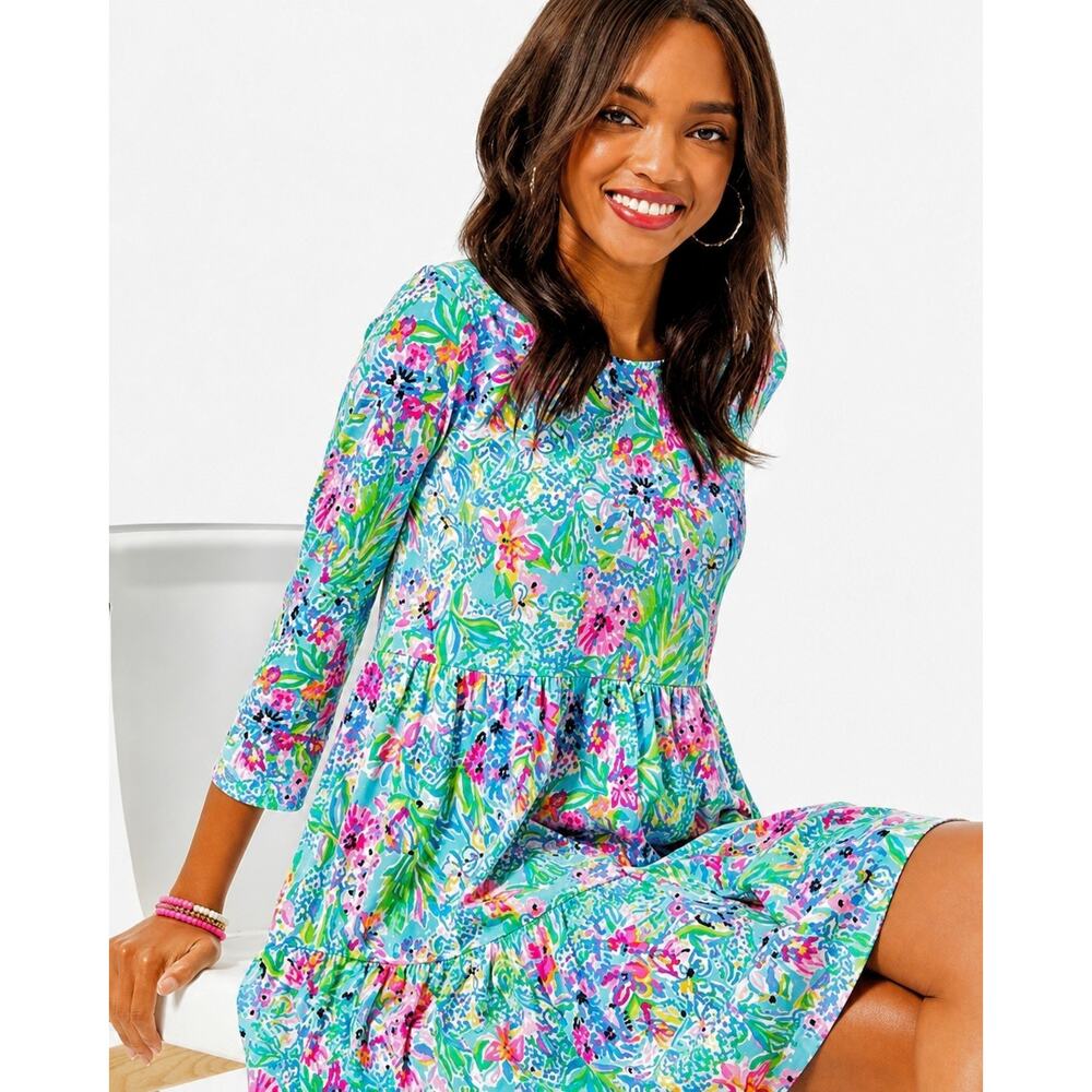 Lilly Pulitzer Geanna Dress Amalfi Blue Alligator Isle Small Beach Resort Preppy